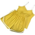 thumbnail image 1 of Loopsun Pajamas for Women Set, Women Fashion Solid Camisole Top and Shorts Pajamas Sets Yellow XL, 1 of 3