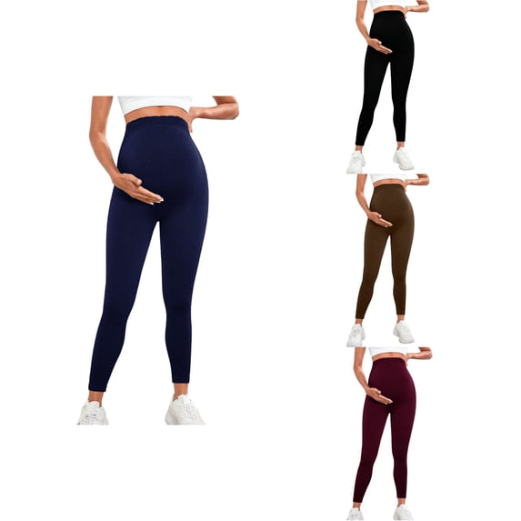 Loopsun Pants for Women, Maternity Leggings, Women's High Waist Stretchy Breathable Casual Workout Yoga Full Length Maternity Leggings Black, M