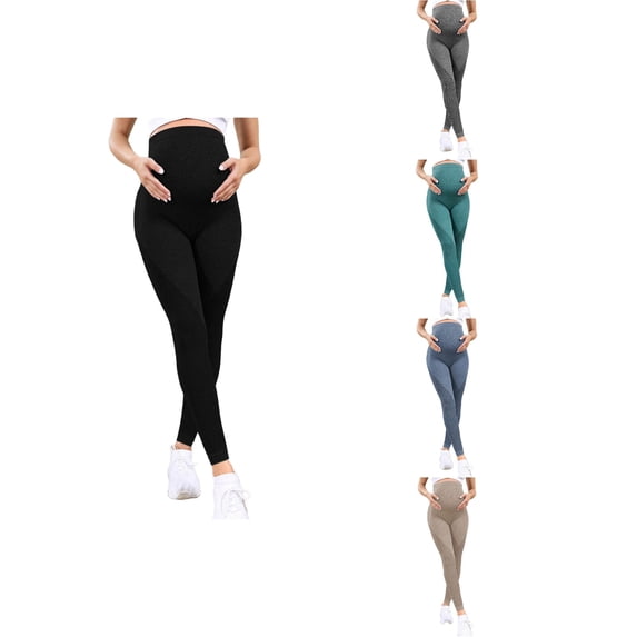 Loopsun Pants for Women, Maternity Leggings, Women's High Waist Stretchy Breathable Casual Yoga Full Length Pants Maternity Leggings Khaki, M