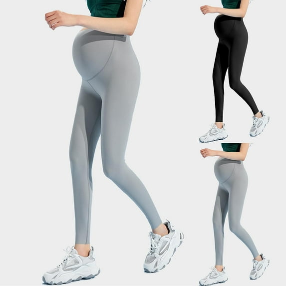 Loopsun Pants for Women, Maternity Leggings, Women's Solid Lightweight Full Length Yoga Pants Maternity Leggings Gray, L