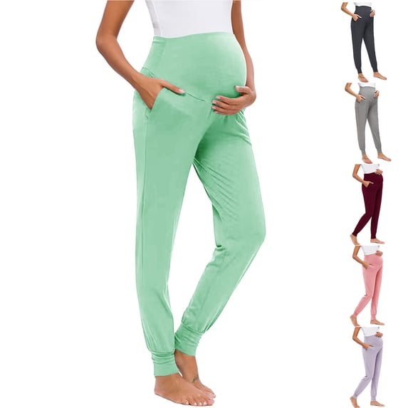Loopsun Pants for Women, Maternity Leggings, Women's Solid Maternity Yoga Workout Pants Leggings Dark Gray, XXL