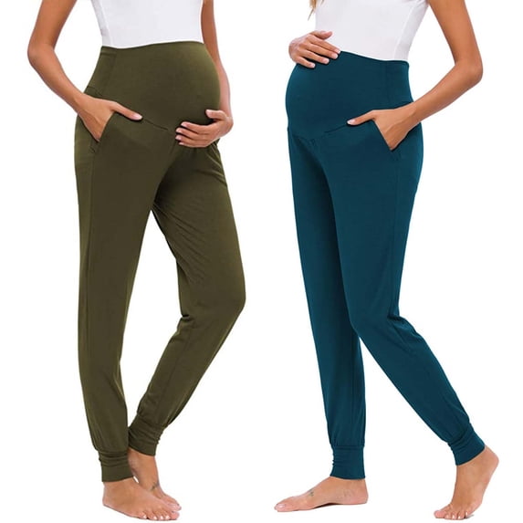 Loopsun Pants for Women, Maternity Leggings, Women's Solid Stretchy Comfortable Casual Maternity Pants Army Green, XXL
