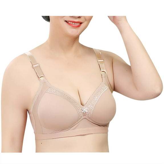 Loopsun Plus Size Bras for Women, Fashion Womens Bra Wire Free Underwear OnePiece Bra Everyday Underwear Bras Beige 46