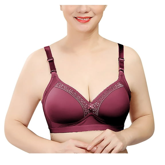 Loopsun Plus Size Bras for Women, Fashion Womens Bra Wire Free Underwear OnePiece Bra Everyday Underwear Bras Red 40
