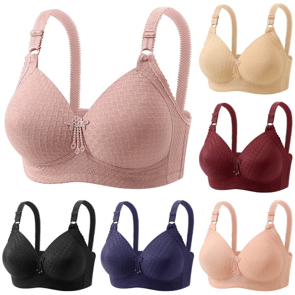 Loopsun Plus Size Womens Bra, Daily Bra for Women, Women's Casual Soild Wireless Everyday Underwear Bra Pink,XXXL