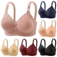 thumbnail image 1 of Loopsun Plus Size Womens Bra, Daily Bra for Women, Women's Casual Soild Wireless Everyday Underwear Bra Wine,XXXL, 1 of 5
