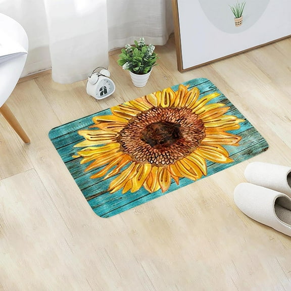 Loopsun Rugs New Home Bedroom Doormat Floor Soft Non-slip Sunflower Mat Rug Carpets Shoulder for Indoor and Outdoor Patios,Kitchen and Hallway Mats - Washable Outside Carpet
