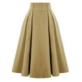 thumbnail image 1 of Loopsun Skirts for Women, Women's Solid Pleated Loose Hem Long Half Length Skirt Khaki, 1 of 4