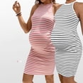 thumbnail image 1 of Loopsun Summer Dresses for Women, Maternity Dress, Women's Striped Sleeveless Stretchy Tank Maternity Dress White, M, 1 of 5