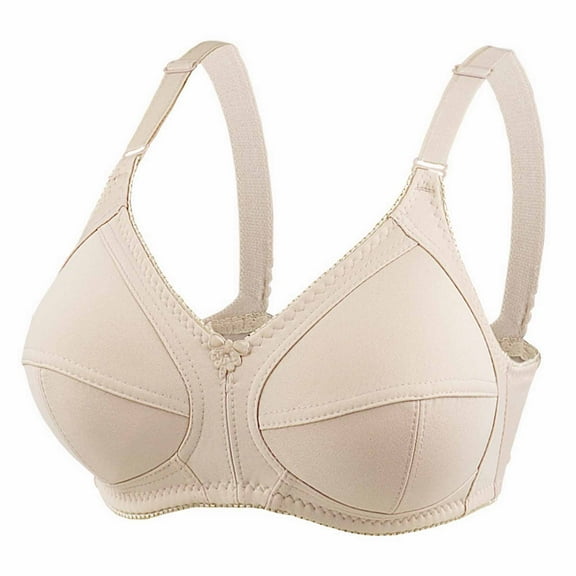 SROBPTY Womens Bras, Wireless Solid Push Up Comfortable Breathable Bra Underwear Beige