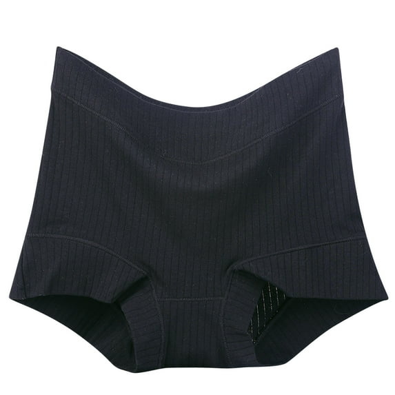 Loopsun Womens Underwear, Women's Solid Plus Size XL-6XL Casual High Waisted Cotton Underwear Soft Panties Breathable Super Stretchy Briefs Black XXXXL