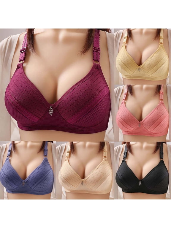 Womens Bras Plus Size, Woman's Comfortable Breathable Bra Underwear No Rims Blue L