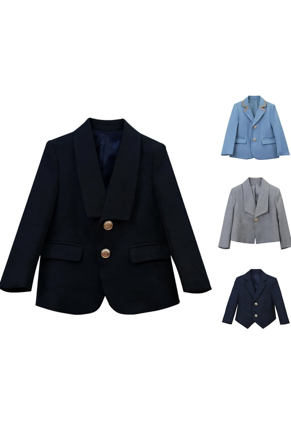 Toddler Boys Girls Blazer 2-12Y Solid Lapel Classic Uniform Outerwear Jackets