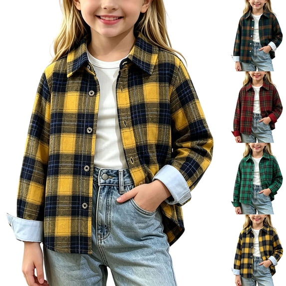 Loopsun Toddler Boys Girls Winter Shirts 0-10Y Plaid Long Sleeve Casual Outerwear Jackets