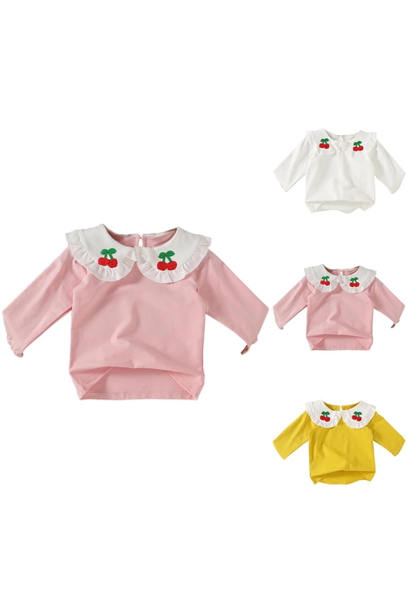 Toddler Girls Shirts, Children's Girls Lace Long Sleeve Solid Color Shirt Top Pink,2-3 Years