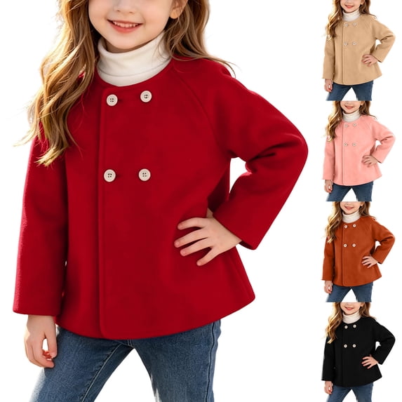 Loopsun Toddler Girls Winter Coats 6Months-4Y Solid Warm Long Sleeve Outerwear Jackets