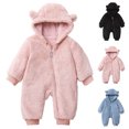 thumbnail image 1 of Loopsun Toddler Jumpsuits, Newborn Long Sleeve Thick Double Fleece Warm Outdoor Bodysuit Long Romper Blue, 9-12 Months, 1 of 5