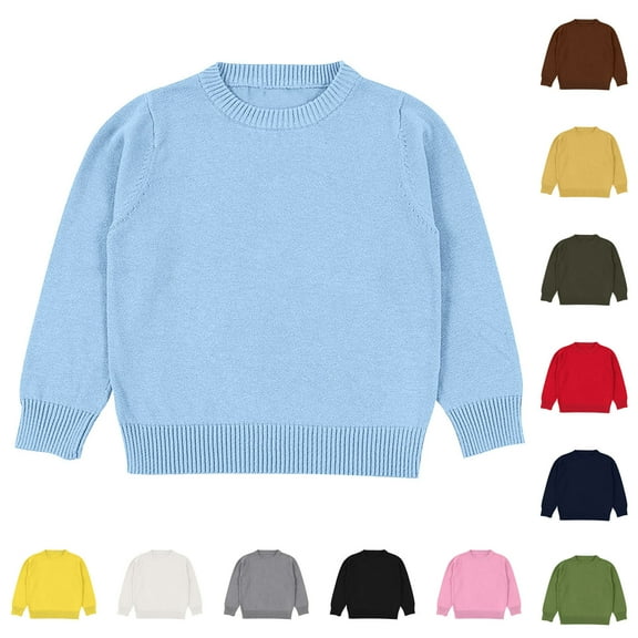 Loopsun Toddler Sweaters, Children's Casual Solid Long Sleeve Round Neck Knitted Sweater Army Green,12-18 Month