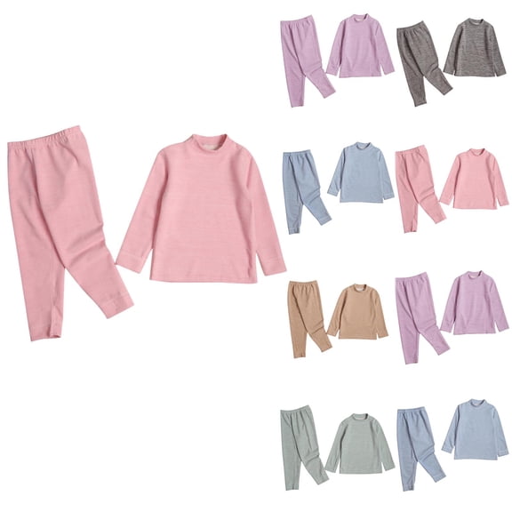 Loopsun Toddler Thermal Sets, Children's Boys Girls Fall and Winter Solid Seamless Warm Underwear Set Pink,2-3 Years