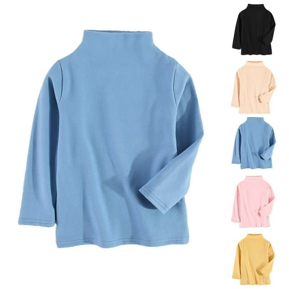 Loopsun Toddler Thermal Shirts, Toddler Kids Boys Girls Solid Round Neck Long Sleeve Shirts Top Blue,3-4 Years