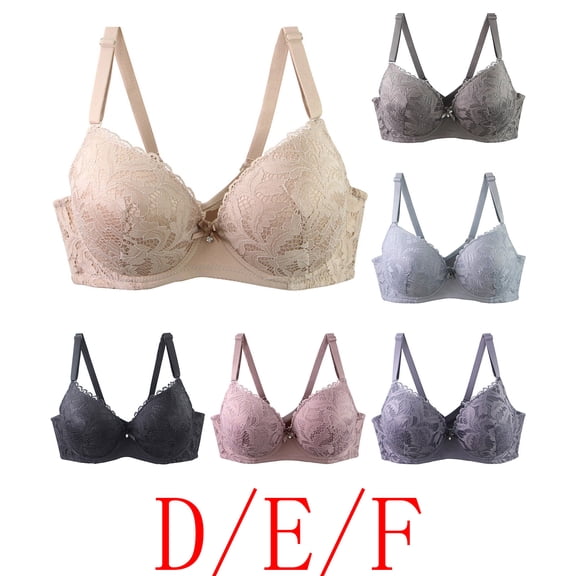 Loopsun Women Plus Size Underwire Bra Thin Cup Lift Support F Cup Breathable Wear