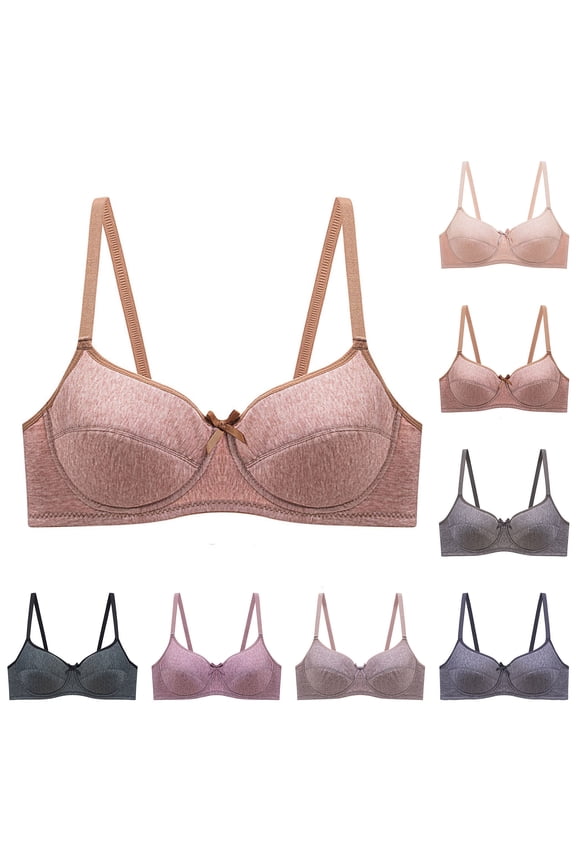 Women Solid Thin Underwire Bra Lift Support B Cup Breathable Wear
