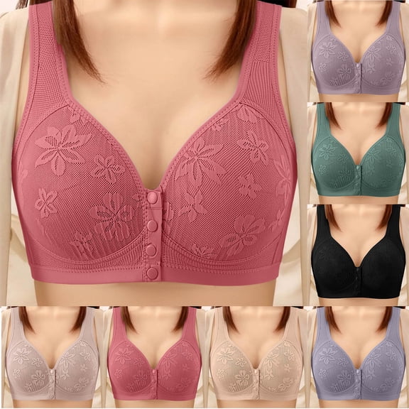 Loopsun Women Stylish Wireless Bra Front Open Support Breathable A B C Cup Plus Size Wear