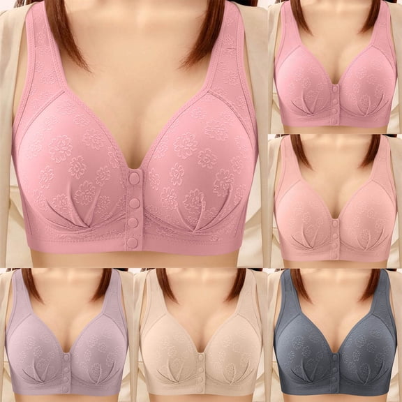 Loopsun Women Stylish Wireless Bra Front Open Support Breathable B C Cup Plus Size Wear