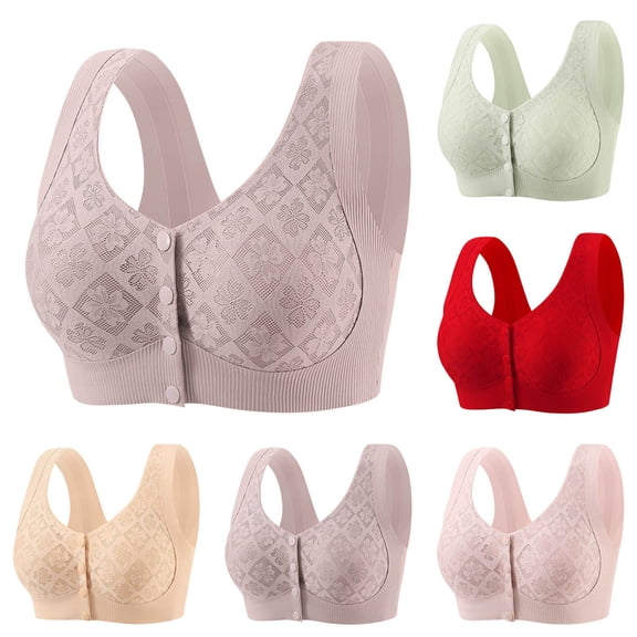 Loopsun Women's Bras Plus Size, Women Plus Size Wireless Push Up Breathable Adjustable Tank Daily Underwear Bra Red, XXL