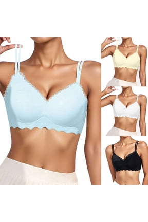 Women's Bras Plus Size, Women's Solid Seamless Wireless Wide Strap Push Up Sports Bra White, XXXL