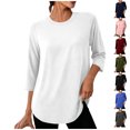thumbnail image 1 of Loopsun Womens 3/4 Sleeve Fall Tops Fashion Solid Crew Neck Sports Casual Pullover Shirts, 1 of 5