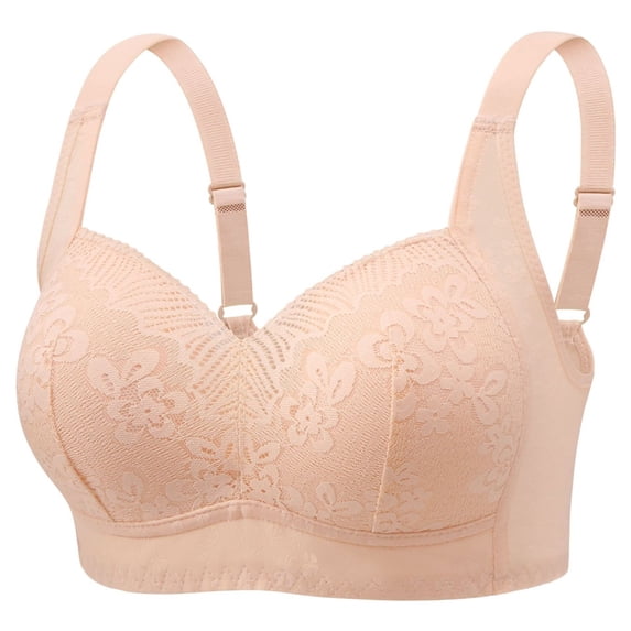 Loopsun Womens Bra Plus Size, Bras for Women, Woman Solid Color Thin Gathered Breathable Underwear for Daily Bras without Steel Ring Khaki 40/90