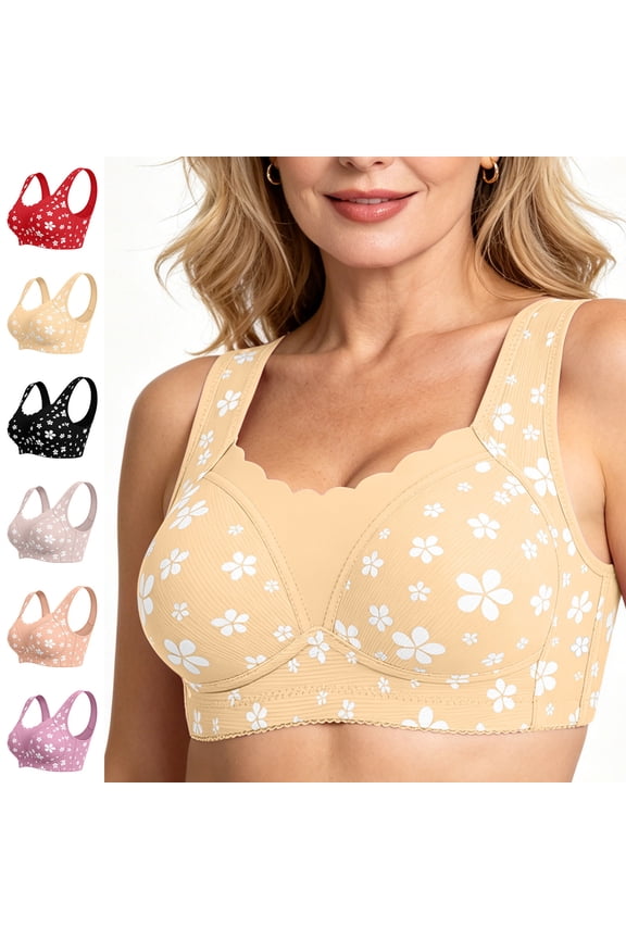 Womens Bras Fixed Straps Bandeau Full Figure Back Wirefree Everyday Bras