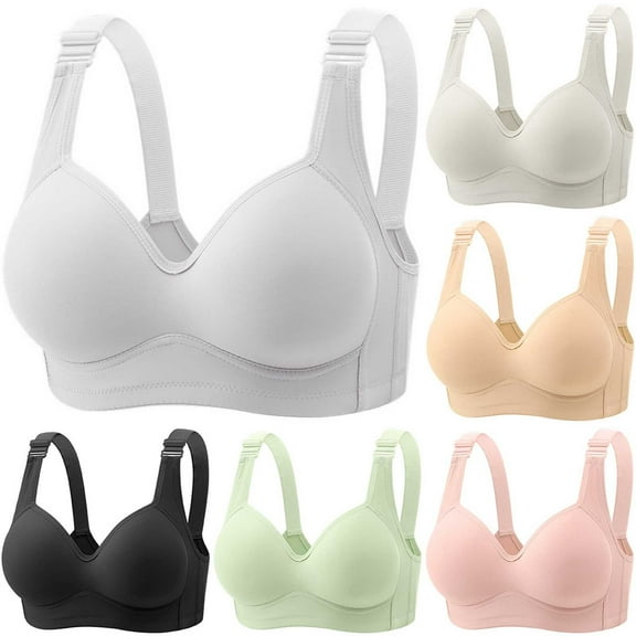 Loopsun Womens Bras Plus Size, Bras for Women, Woman Lace Stitching Strap Gathers Solid Underwear Daily Bra Silver,42/95B