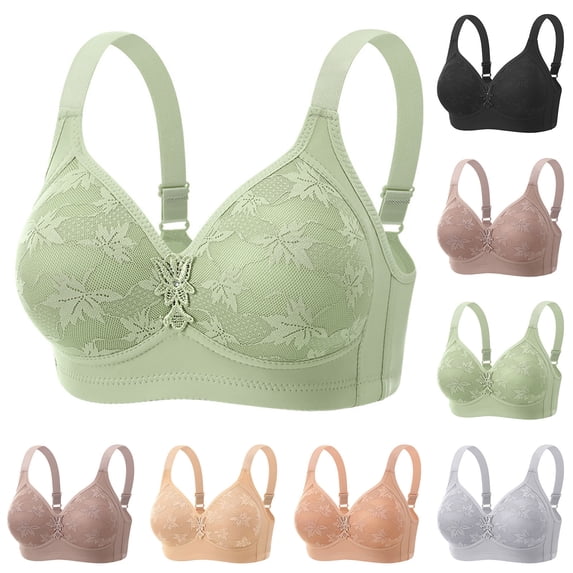 Loopsun Womens Bras Plus Size, Bras for Women, Woman's Embroidery Fashion Thin Style Breathable Back Buckle Bra without Steel Rim Khaki,40/90BC