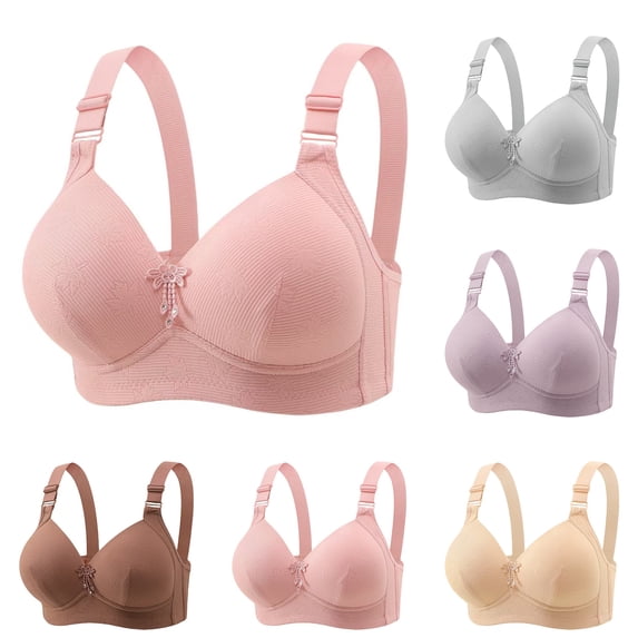 Loopsun Womens Bras Plus Size, Bras for Women, Women's Non-steel Lace Stitching Comfortable Breathable Gathered Adjustable Bra Underwear Gray,36/80