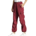 thumbnail image 1 of Loopsun Womens Cargo Pants, Pants for Women, Women's Solid Color Casual Straight Leg Cargo Pants with Button Pocket Wine M, 1 of 4