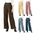 thumbnail image 1 of Loopsun Womens Casual Pants Plus Size, Dress Pants for Women, Women's Solid Elastic High Waist Pleated Full Length Trousers Pants with Pockets Beige, XXL, 1 of 5