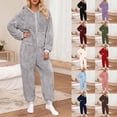 thumbnail image 1 of Loopsun Womens Fleece Pajama Jumpsuits, Women's Soft Fleece Long Sleeve Zipper Hooded Loungewear Home Wear Pajama Jumpsuits Green, XXXXL, 1 of 5