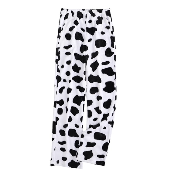 Loopsun Womens Fleece Pajama Pants, Womens Fashion Casual Print Flannel Thickened Thermal Loose Home Sleep Pants Black, XL