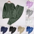 thumbnail image 1 of Loopsun Womens Fleece Pajama Sets, Women's Solid Thickened Fleece Lined Fleece Shirts and Elastic Waist Long Pants Warm Pajama Set Dark Blue, S, 1 of 5