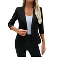 thumbnail image 1 of Loopsun Womens Jackets, Blazers for Women, Women's Fashion Casual Solid Button 3/4 Sleeve Blazer Suit Coat Blouse Top Black L, 1 of 5