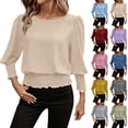 thumbnail image 1 of Loopsun Womens Long Sleeve Fall Tops Fashion Solid Crew Neck Sports Pullover Shirts, 1 of 3