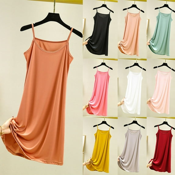 Loopsun Womens Nightgowns Dresses, Women's Loose Comfortable Solid Color Sleeveless Shirt Mid Length Nightgown Dress Green,L