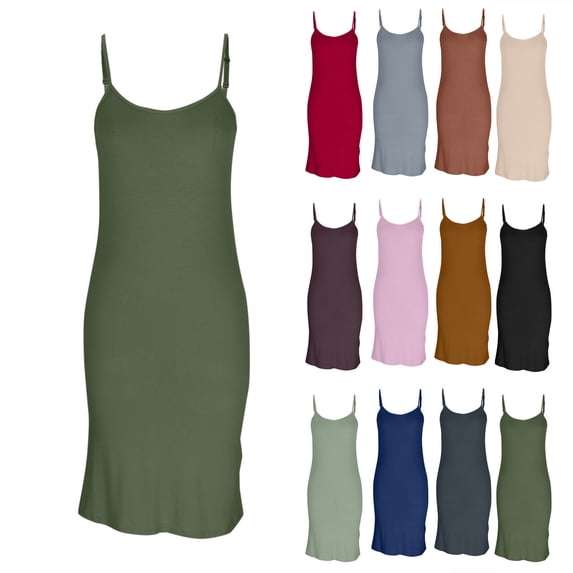 Loopsun Womens Pajama Dresses, Women's Solid Color Adjustable Strap Long Nightgown Dress Comfortable Sleepwear Green, S