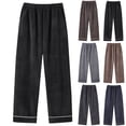 thumbnail image 1 of Loopsun Womens Pajama Pants, Women's Casual Fashion Double Sided Fleece Thermal Loose Home Elastic Waist Sleep Long Pants Navy, L, 1 of 5