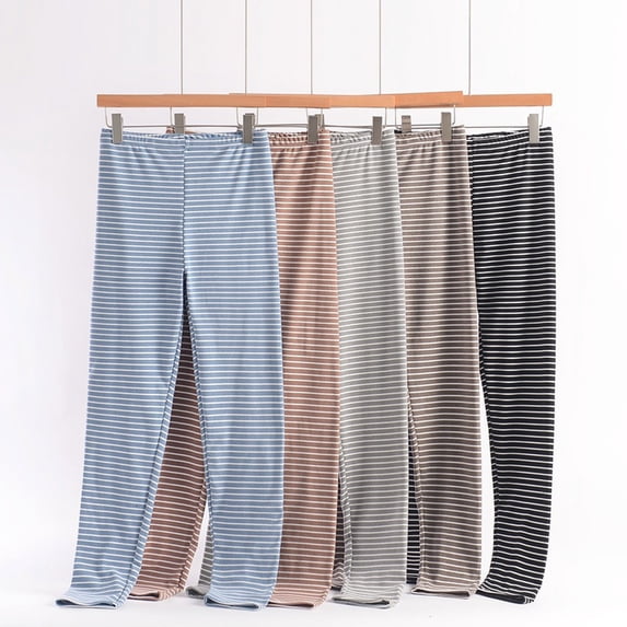 Loopsun Womens Pajama Pants, Women's Casual Fashion Stripe Fleece Lined Thermal Loose Home Elastic Waist Pajama Long Pants Black, XXXXL