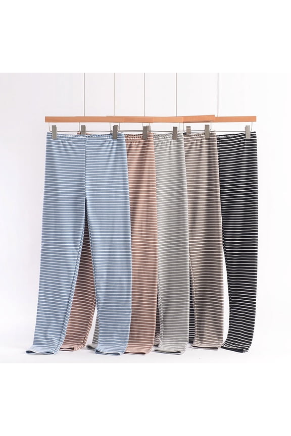 Womens Pajama Pants, Women's Casual Fashion Stripe Fleece Lined Thermal Loose Home Elastic Waist Pajama Long Pants Gray, XXXL