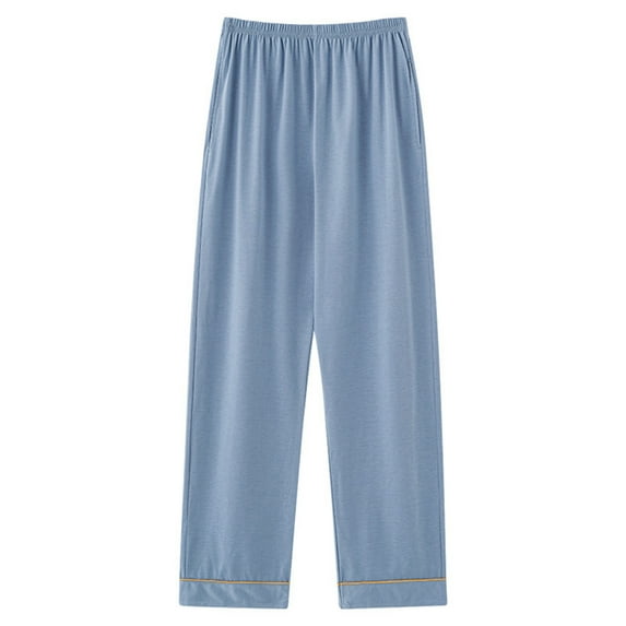 Loopsun Womens Pajama Pants, Women's Casual Thin Solid Plus Size Home Sleeping Long Pants Light Blue L