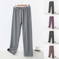 thumbnail image 1 of Loopsun Womens Pajama Pants, Women's Fashion Casual Plaid Elastic Waist Fleece Lined Pajama 7/8 Pants Black, L, 1 of 5